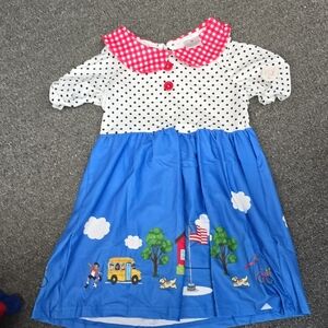 Polka Dot and Blue Kids Dress